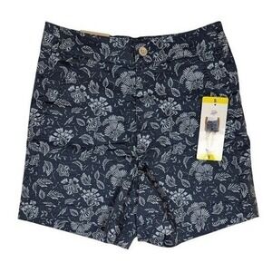 Jachs Girlfriend Navy Blue Floral Stretch Bermuda Shorts Size S NWT B3-21